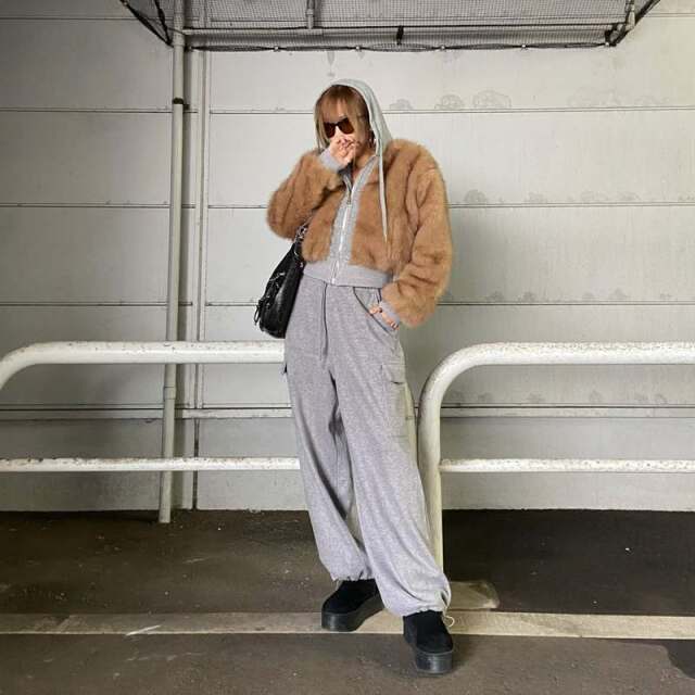 パーカーアンサンブル風ファーブルゾン