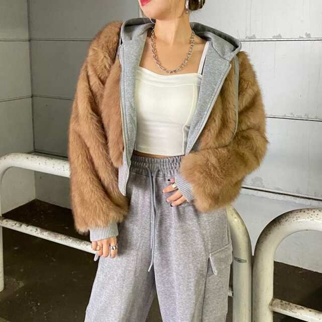 パーカーアンサンブル風ファーブルゾン