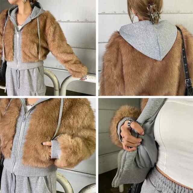 パーカーアンサンブル風ファーブルゾン