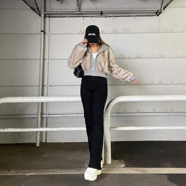 パーカーアンサンブル風ファーブルゾン