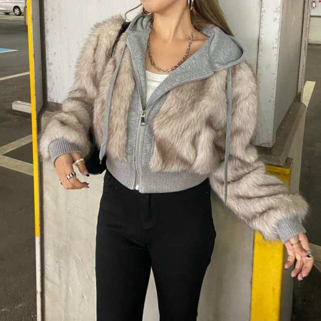 パーカーアンサンブル風ファーブルゾン