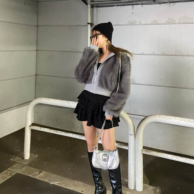 パーカーアンサンブル風ファーブルゾン