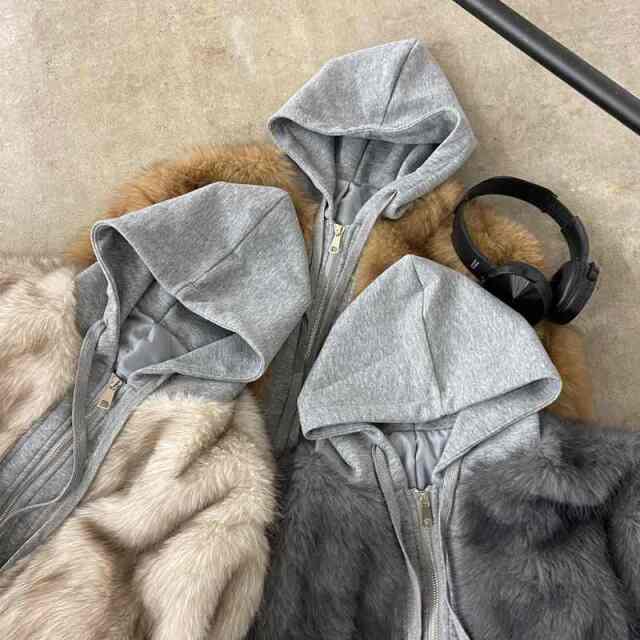 パーカーアンサンブル風ファーブルゾン