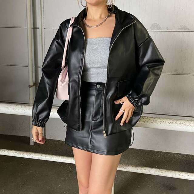 合成皮革ジャケット・スカートセットアップ