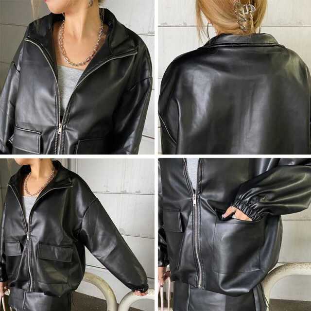 合成皮革ジャケット・スカートセットアップ