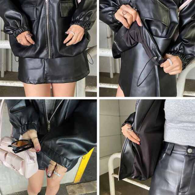 合成皮革ジャケット・スカートセットアップ