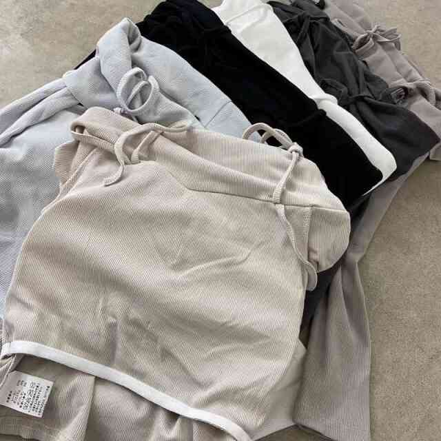リブオフショルダートップス