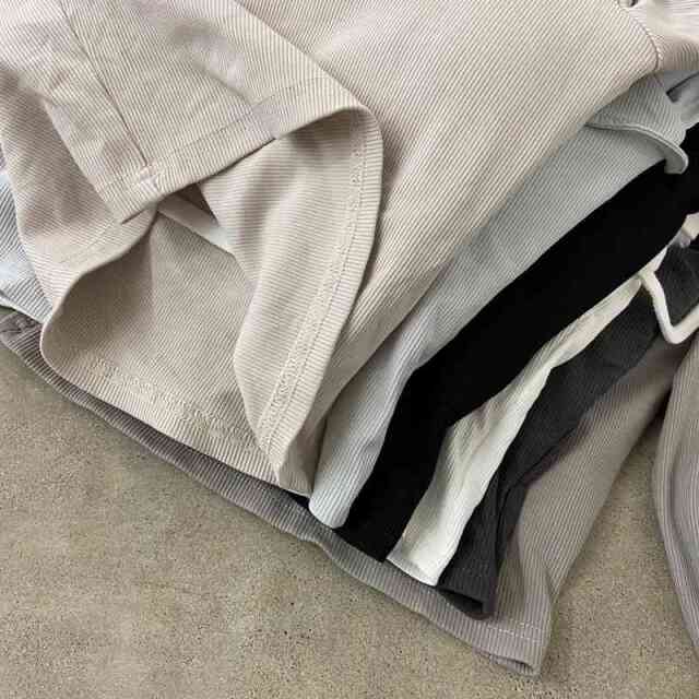 リブオフショルダートップス