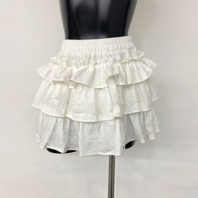 レース切替ティアードスカート