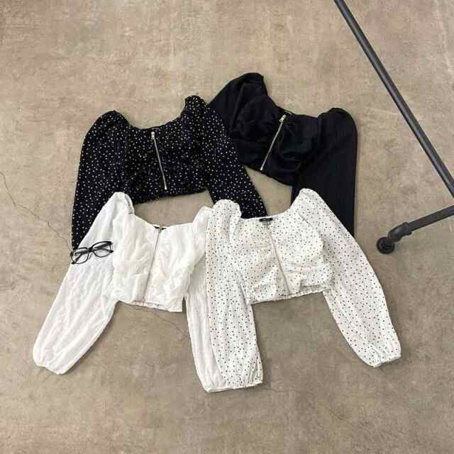 オフショルダーZIPトップス
