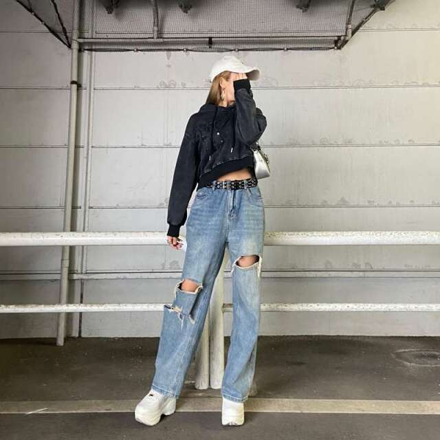 スタッズブリーチロゴフードショート