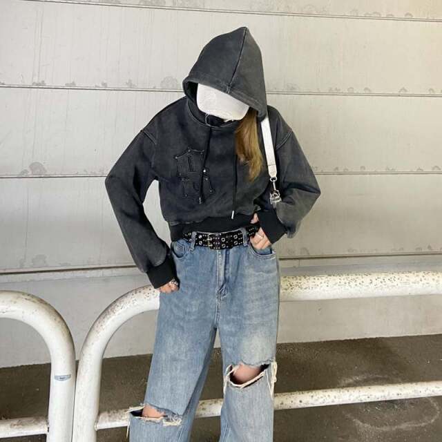 スタッズブリーチロゴフードショート