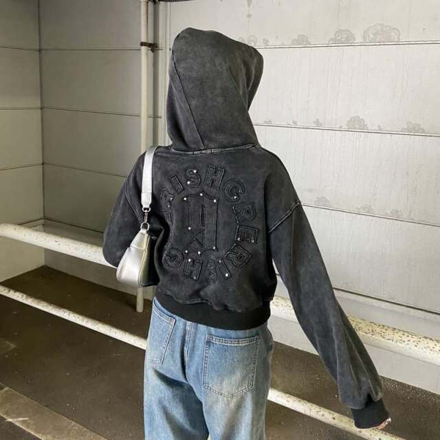 スタッズブリーチロゴフードショート