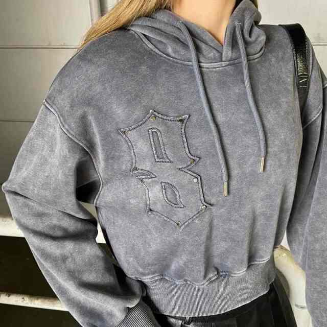 スタッズブリーチロゴフードショート