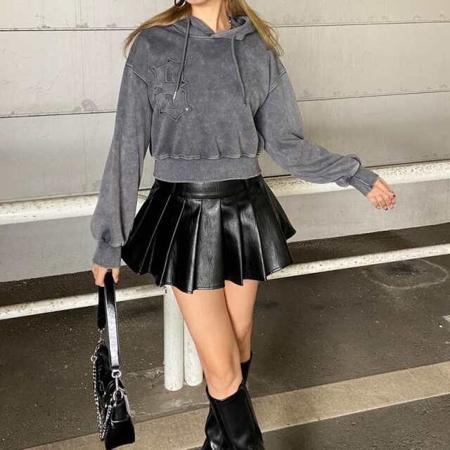 スタッズブリーチロゴフードショート