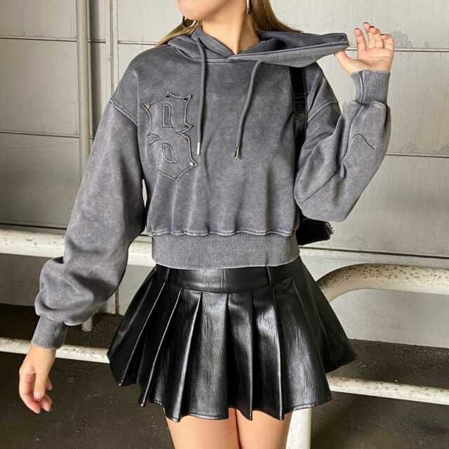 スタッズブリーチロゴフードショート