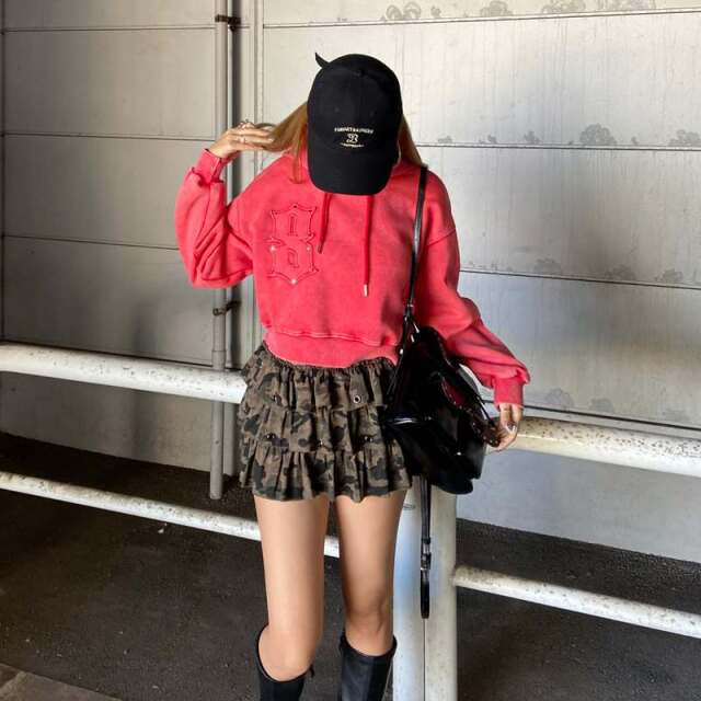 スタッズブリーチロゴフードショート