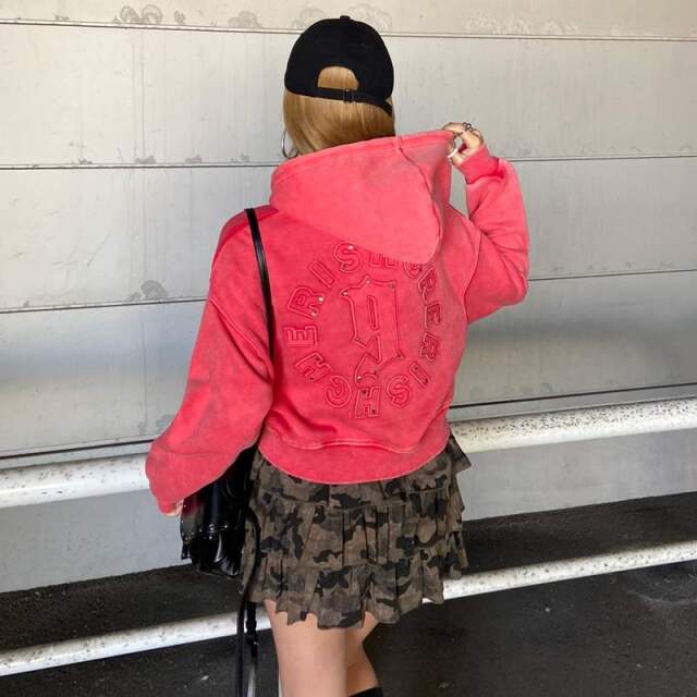 スタッズブリーチロゴフードショート