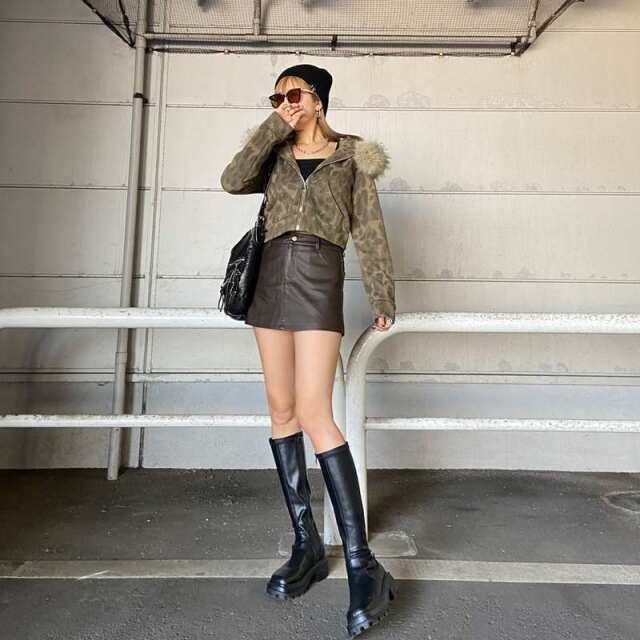 ヴィンテージライク合成皮革スカパン