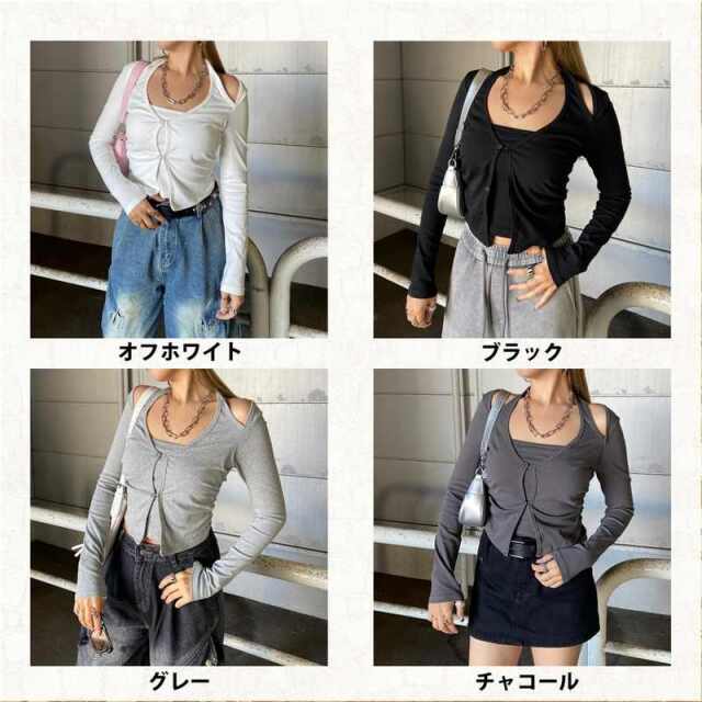 アンサンブル風サイドドロストトップス