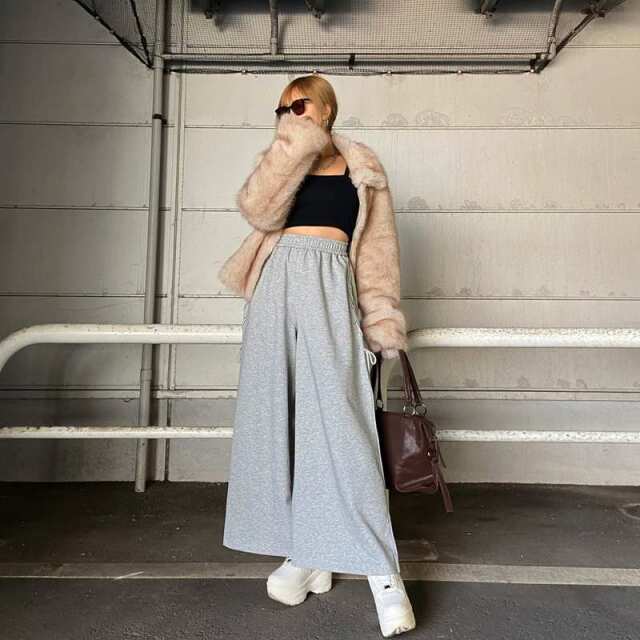 サイドレースアップカットワイドパンツ