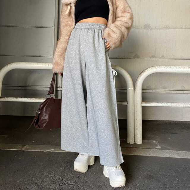 サイドレースアップカットワイドパンツ