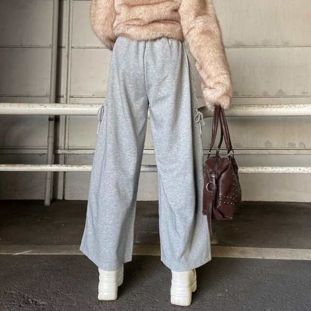 サイドレースアップカットワイドパンツ