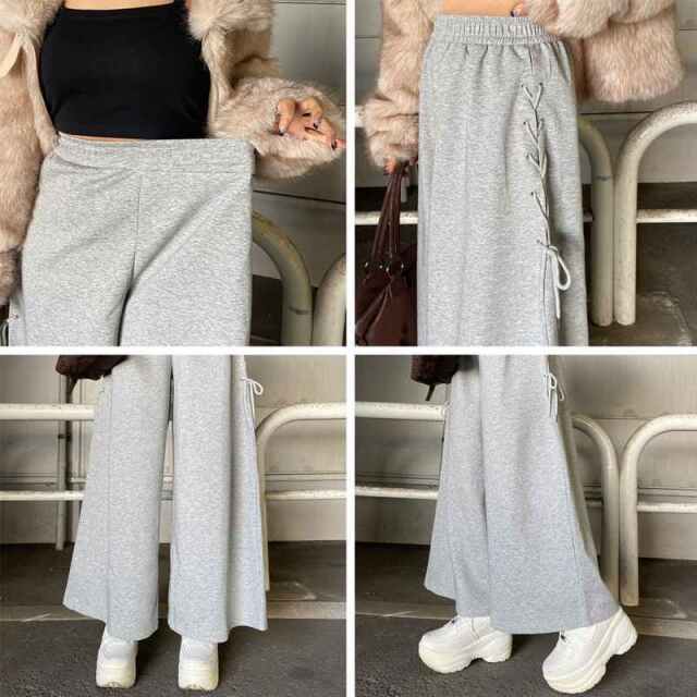 サイドレースアップカットワイドパンツ