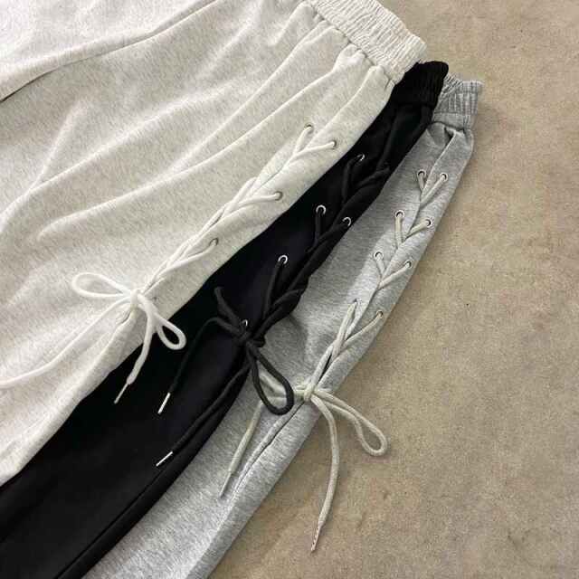 サイドレースアップカットワイドパンツ