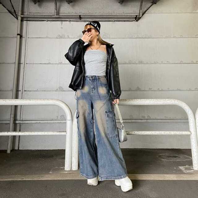 切替デニムカーゴパンツ