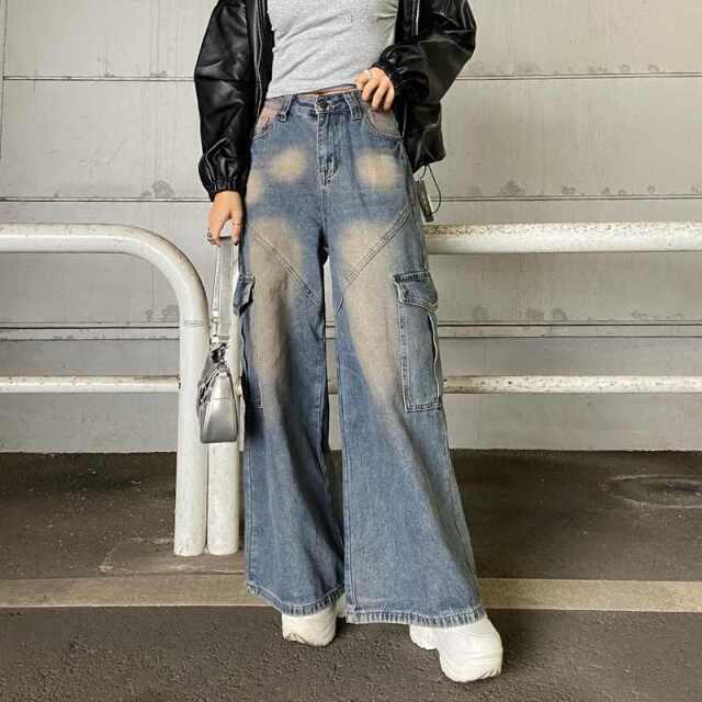 切替デニムカーゴパンツ