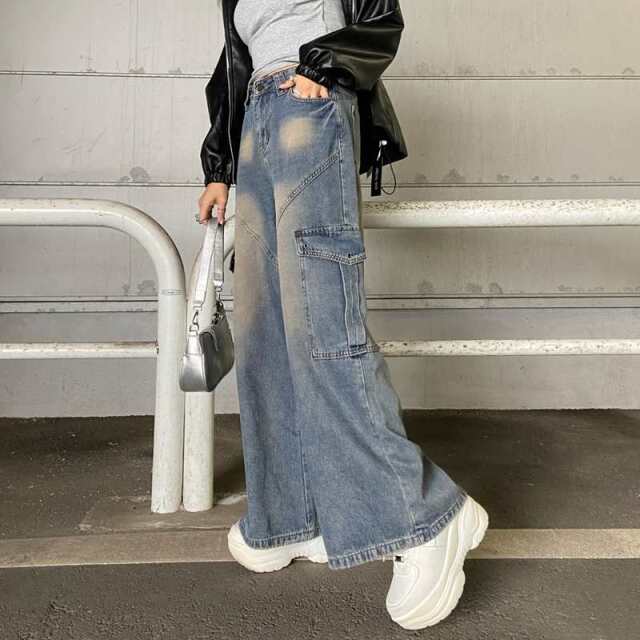 切替デニムカーゴパンツ