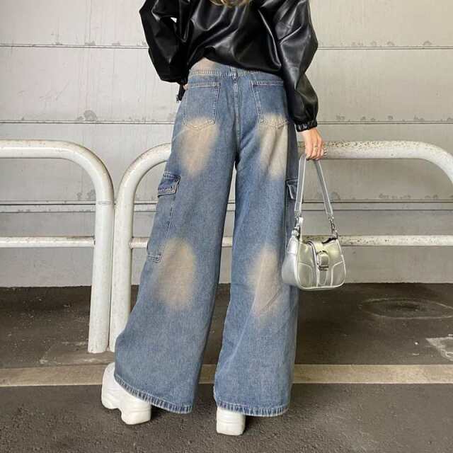 切替デニムカーゴパンツ