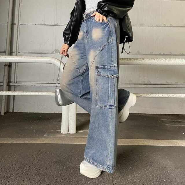 切替デニムカーゴパンツ