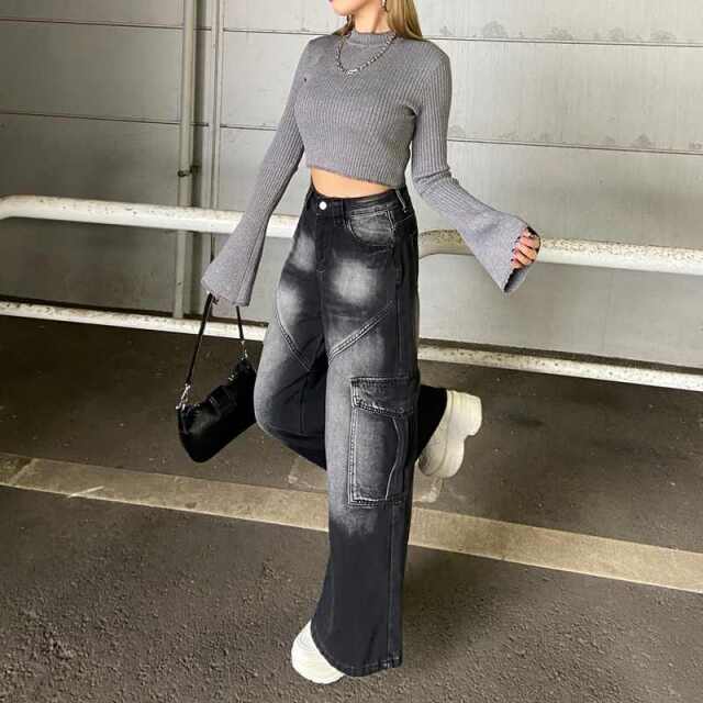 切替デニムカーゴパンツ