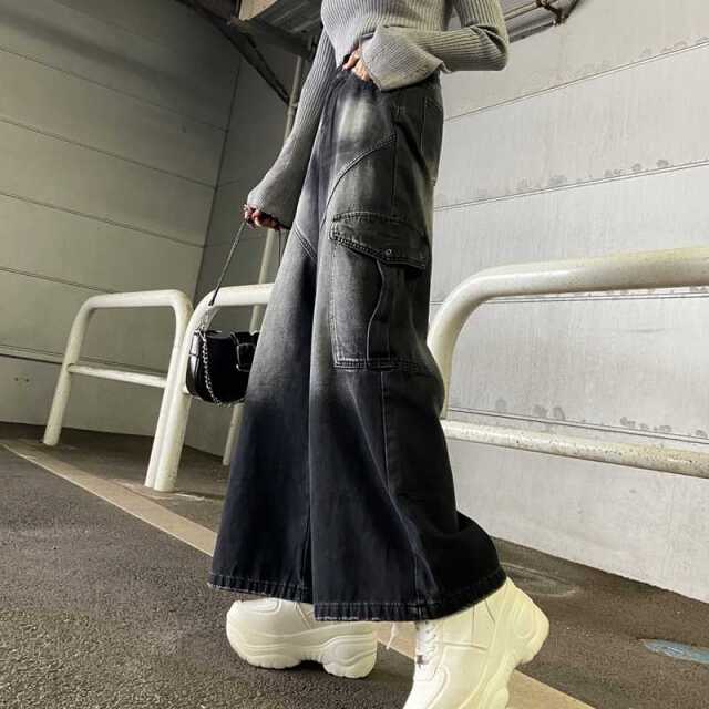 切替デニムカーゴパンツ