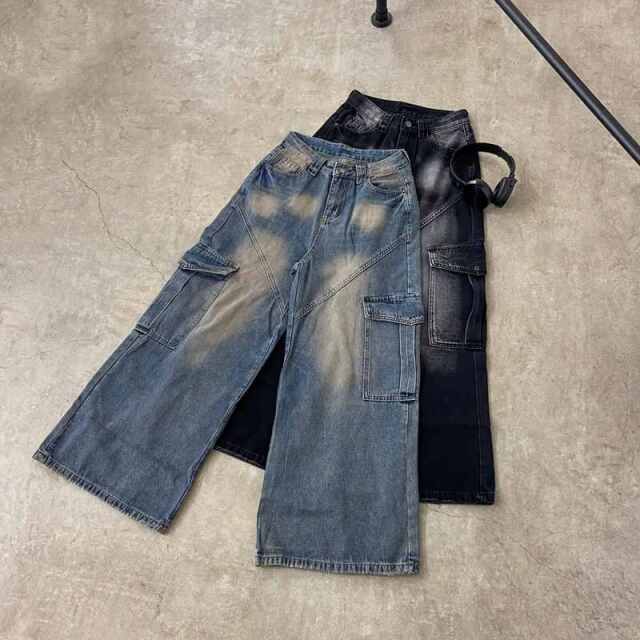 切替デニムカーゴパンツ