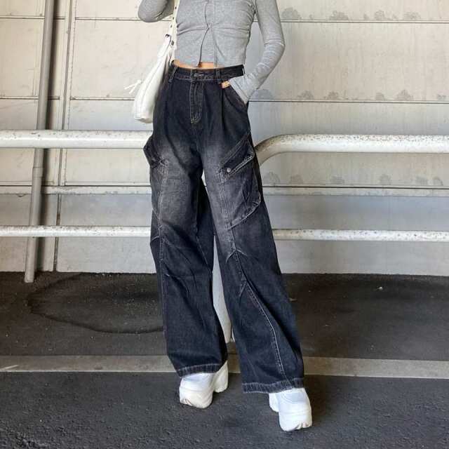 タックデニムカーゴパンツ