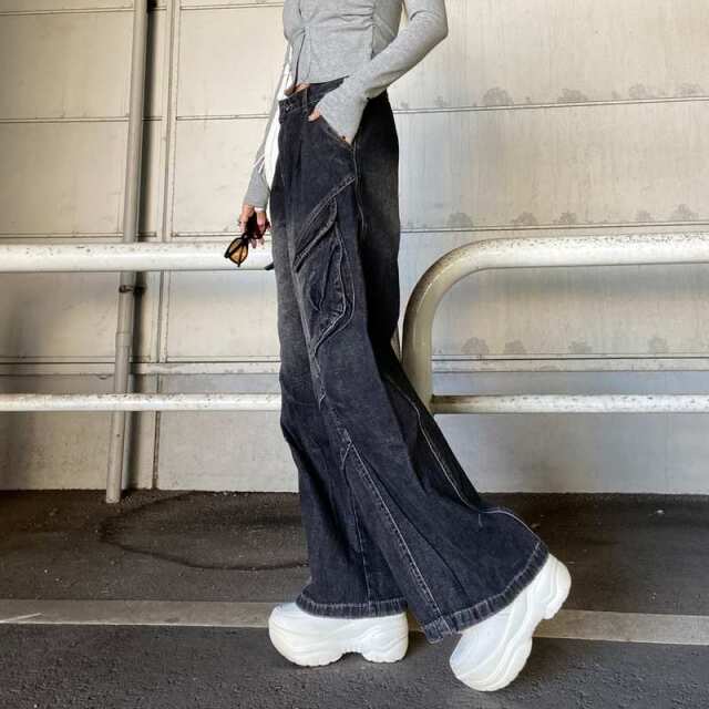 タックデニムカーゴパンツ