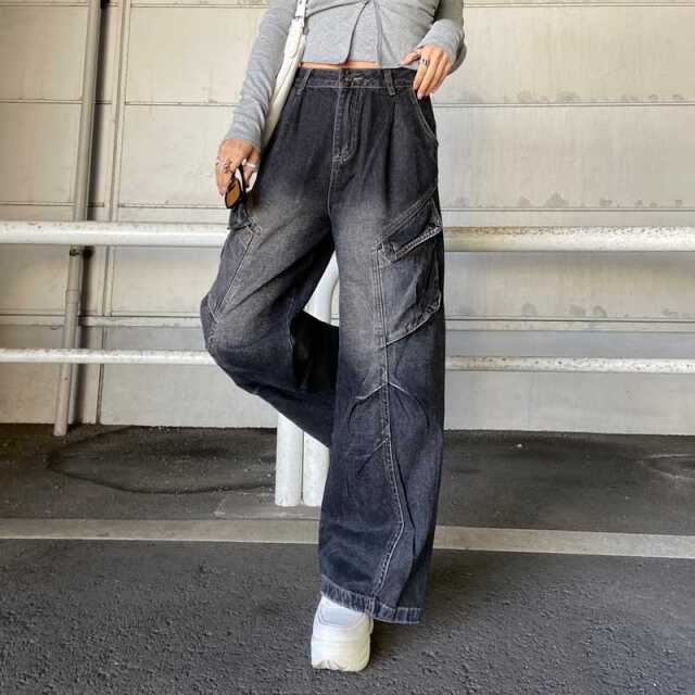 タックデニムカーゴパンツ