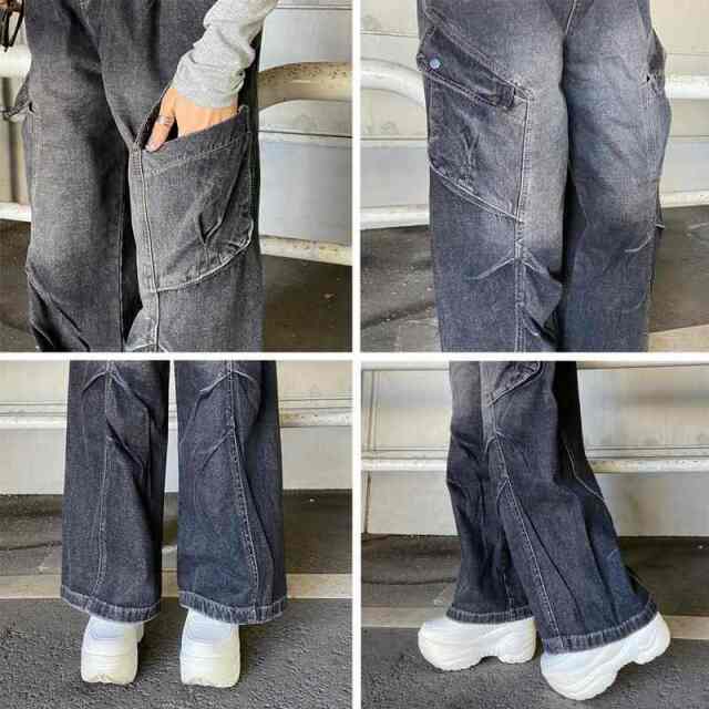 タックデニムカーゴパンツ