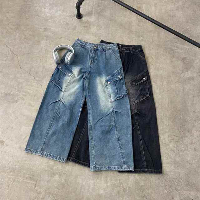 タックデニムカーゴパンツ