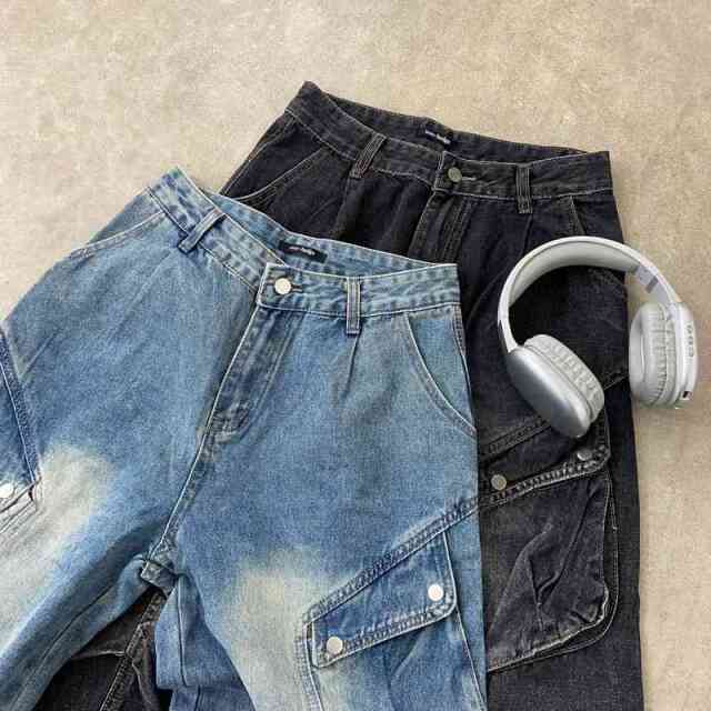 タックデニムカーゴパンツ