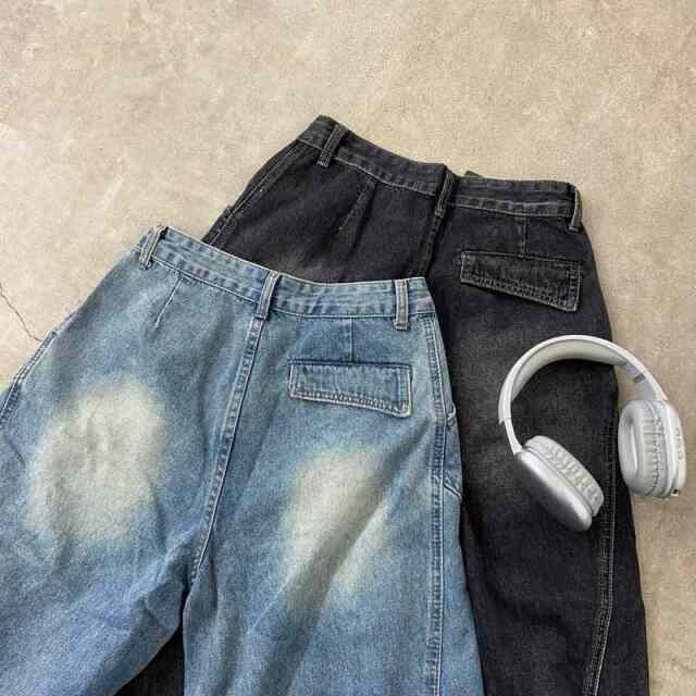 タックデニムカーゴパンツ