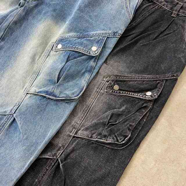 タックデニムカーゴパンツ