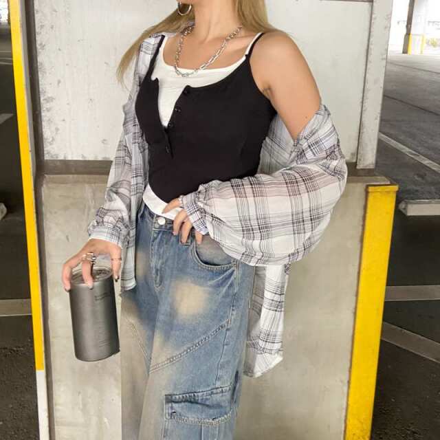 ボタンヘンリーアンサンブル風キャミソール