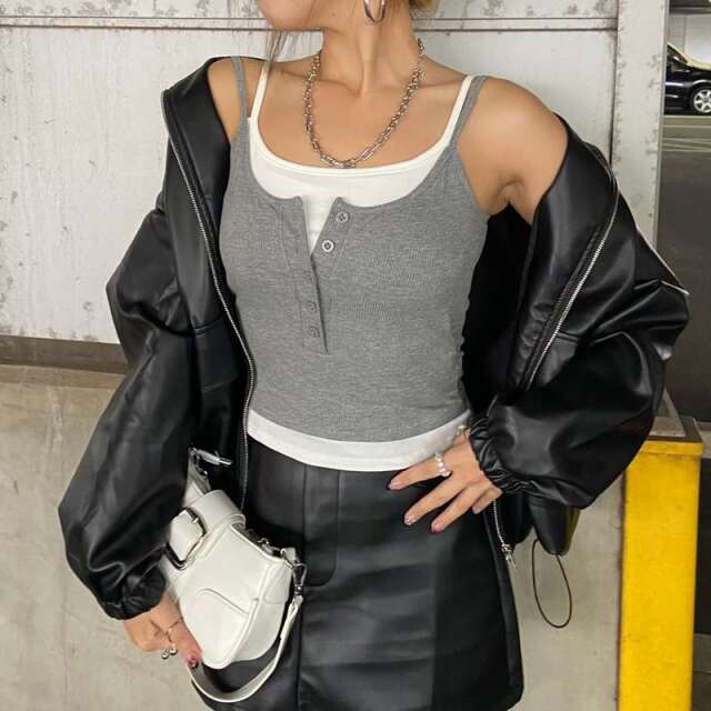 ボタンヘンリーアンサンブル風キャミソール