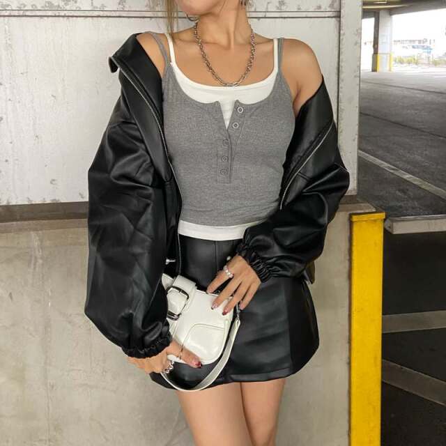 ボタンヘンリーアンサンブル風キャミソール