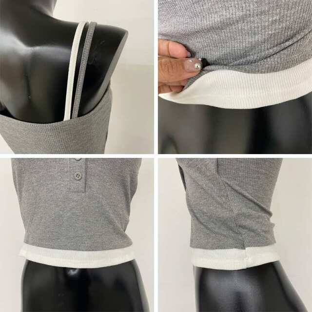 ボタンヘンリーアンサンブル風キャミソール