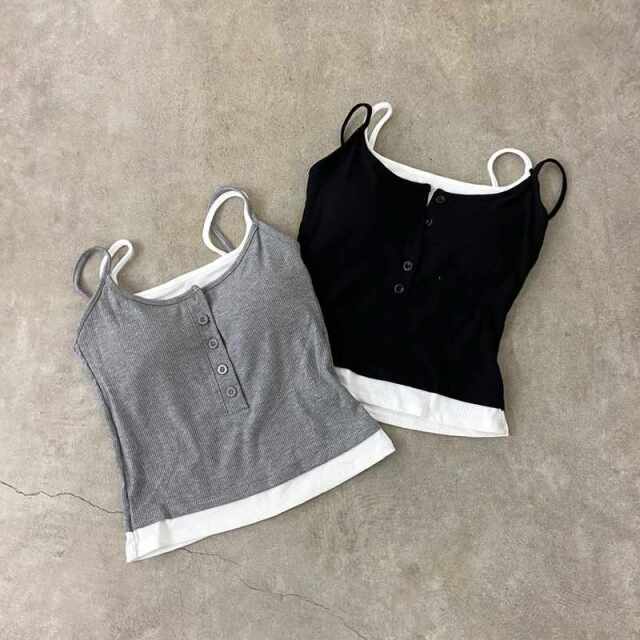ボタンヘンリーアンサンブル風キャミソール